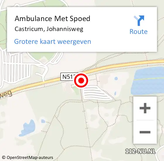Locatie op kaart van de 112 melding: Ambulance Met Spoed Naar Castricum, Johannisweg op 14 maart 2018 10:43