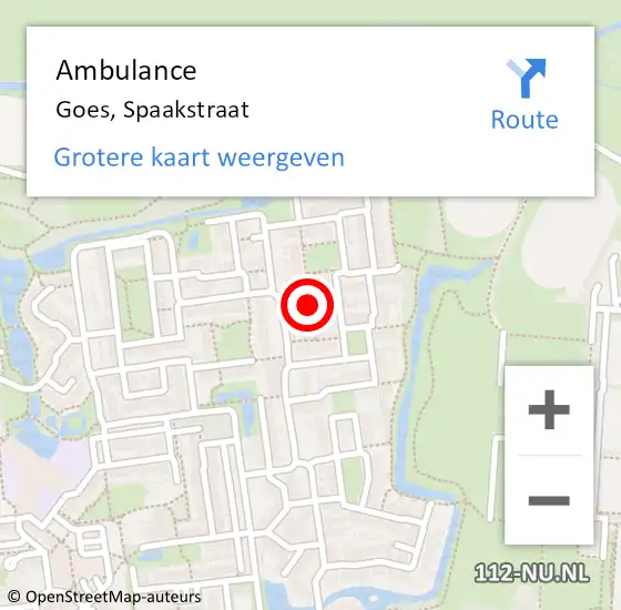 Locatie op kaart van de 112 melding: Ambulance Goes, Spaakstraat op 14 maart 2018 10:48