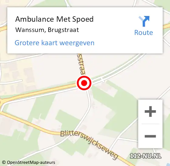 Locatie op kaart van de 112 melding: Ambulance Met Spoed Naar Wanssum, Brugstraat op 14 maart 2018 10:59