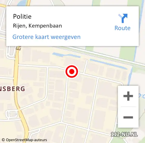 Locatie op kaart van de 112 melding: Politie Rijen, Kempenbaan op 14 maart 2018 11:21