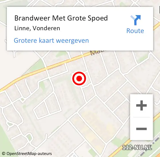 Locatie op kaart van de 112 melding: Brandweer Met Grote Spoed Naar Linne, Vonderen op 14 maart 2018 11:55