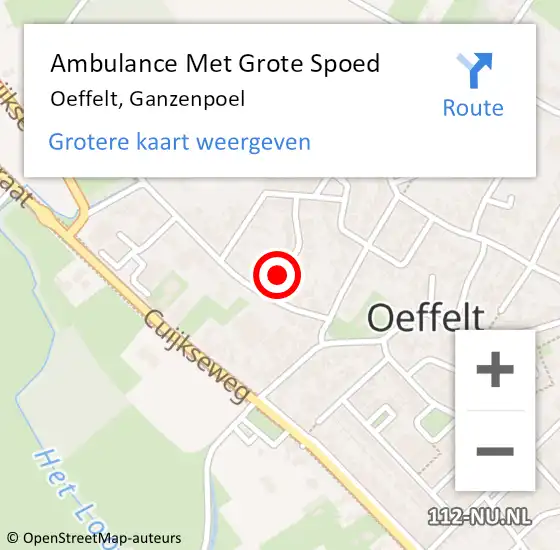 Locatie op kaart van de 112 melding: Ambulance Met Grote Spoed Naar Oeffelt, Ganzenpoel op 14 maart 2018 12:09