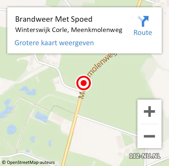 Locatie op kaart van de 112 melding: Brandweer Met Spoed Naar Winterswijk Corle, Meenkmolenweg op 14 maart 2018 12:15