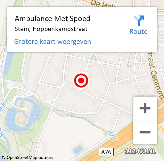 Locatie op kaart van de 112 melding: Ambulance Met Spoed Naar Stein, Hoppenkampstraat op 19 februari 2014 08:29