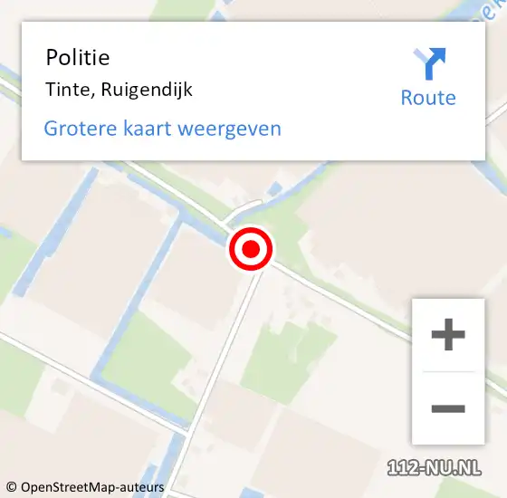 Locatie op kaart van de 112 melding: Politie Tinte, Ruigendijk op 14 maart 2018 12:59