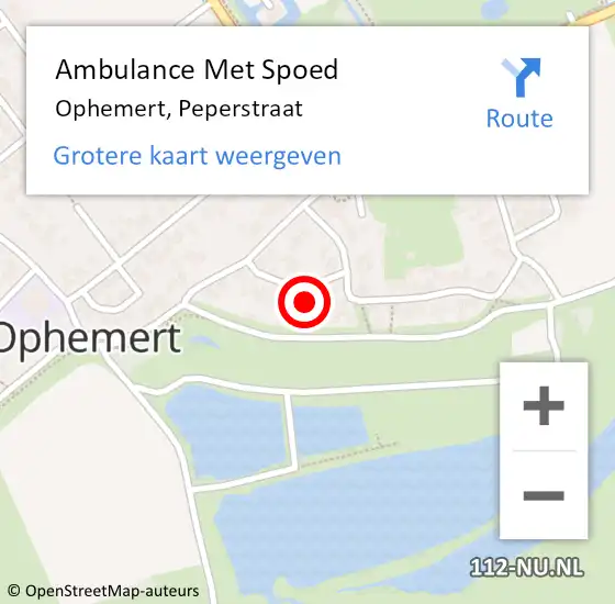 Locatie op kaart van de 112 melding: Ambulance Met Spoed Naar Ophemert, Peperstraat op 14 maart 2018 13:17