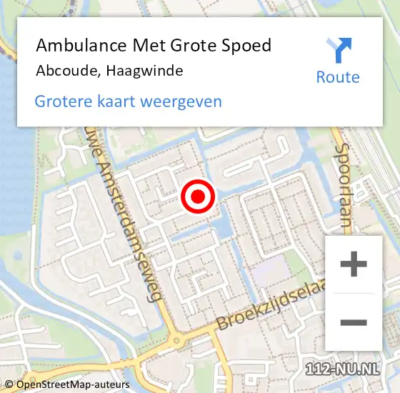 Locatie op kaart van de 112 melding: Ambulance Met Grote Spoed Naar Abcoude, Haagwinde op 14 maart 2018 15:25