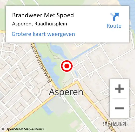 Locatie op kaart van de 112 melding: Brandweer Met Spoed Naar Asperen, Raadhuisplein op 14 maart 2018 16:13