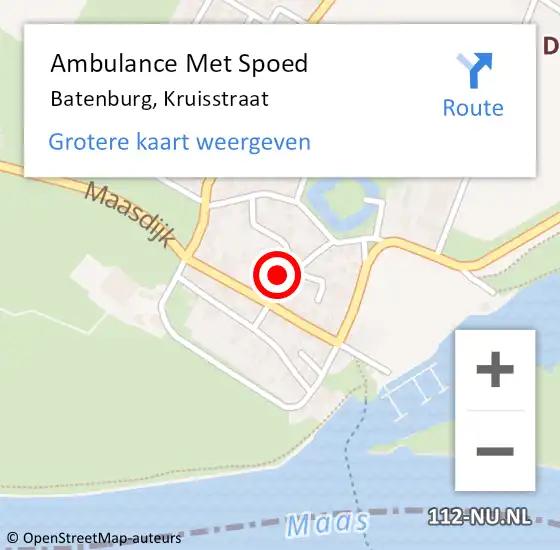 Locatie op kaart van de 112 melding: Ambulance Met Spoed Naar Batenburg, Kruisstraat op 14 maart 2018 16:16