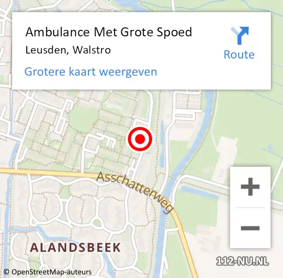 Locatie op kaart van de 112 melding: Ambulance Met Grote Spoed Naar Leusden, Walstro op 14 maart 2018 16:22