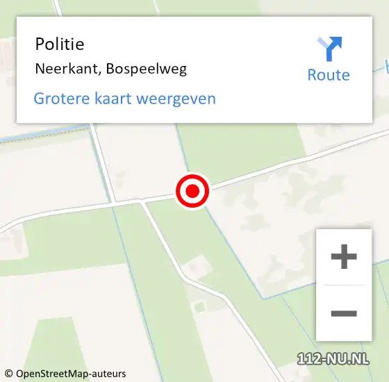 Locatie op kaart van de 112 melding: Politie Neerkant, Bospeelweg op 14 maart 2018 16:39