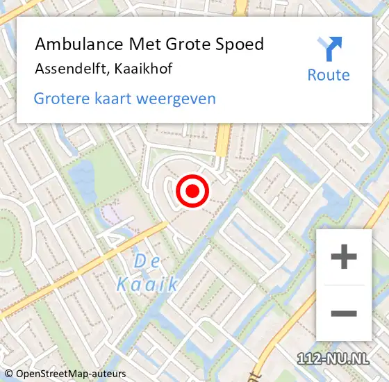 Locatie op kaart van de 112 melding: Ambulance Met Grote Spoed Naar Assendelft, Kaaikhof op 14 maart 2018 16:54
