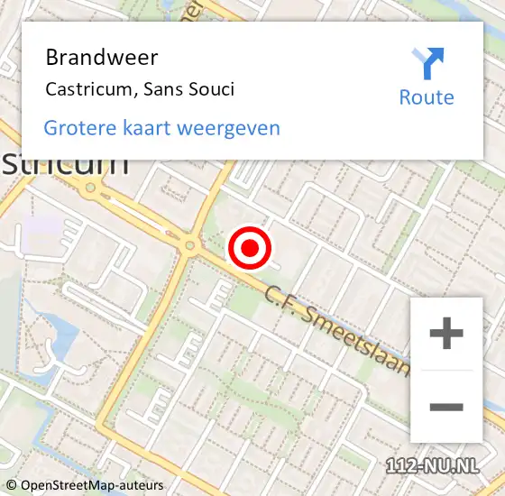 Locatie op kaart van de 112 melding: Brandweer Castricum, Sans Souci op 14 maart 2018 17:03