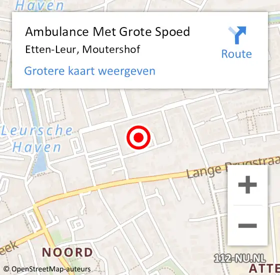 Locatie op kaart van de 112 melding: Ambulance Met Grote Spoed Naar Etten-Leur, Moutershof op 14 maart 2018 17:14