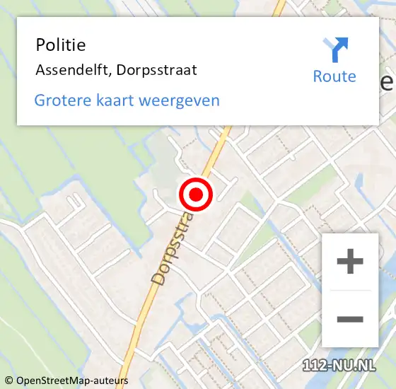 Locatie op kaart van de 112 melding: Politie Assendelft, Dorpsstraat op 14 maart 2018 17:22
