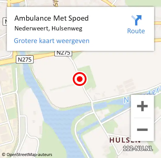 Locatie op kaart van de 112 melding: Ambulance Met Spoed Naar Nederweert, Hulsenweg op 14 maart 2018 17:39