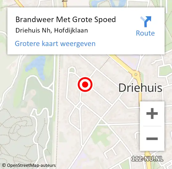 Locatie op kaart van de 112 melding: Brandweer Met Grote Spoed Naar Driehuis Nh, Hofdijklaan op 14 maart 2018 18:02