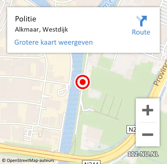 Locatie op kaart van de 112 melding: Politie Alkmaar, Westdijk op 14 maart 2018 18:12