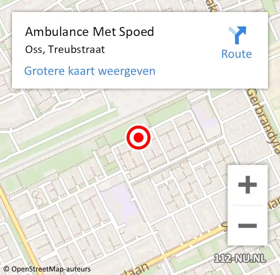 Locatie op kaart van de 112 melding: Ambulance Met Spoed Naar Oss, Treubstraat op 14 maart 2018 18:23