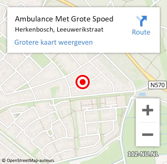 Locatie op kaart van de 112 melding: Ambulance Met Grote Spoed Naar Herkenbosch, Leeuwerikstraat op 14 maart 2018 18:28