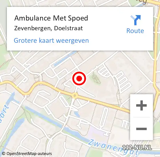 Locatie op kaart van de 112 melding: Ambulance Met Spoed Naar Zevenbergen, Doelstraat op 14 maart 2018 18:30