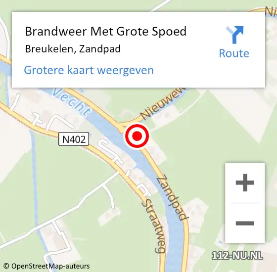 Locatie op kaart van de 112 melding: Brandweer Met Grote Spoed Naar Breukelen, Zandpad op 14 maart 2018 18:55