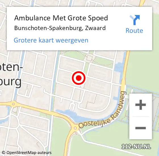 Locatie op kaart van de 112 melding: Ambulance Met Grote Spoed Naar Bunschoten-Spakenburg, Zwaard op 14 maart 2018 19:33