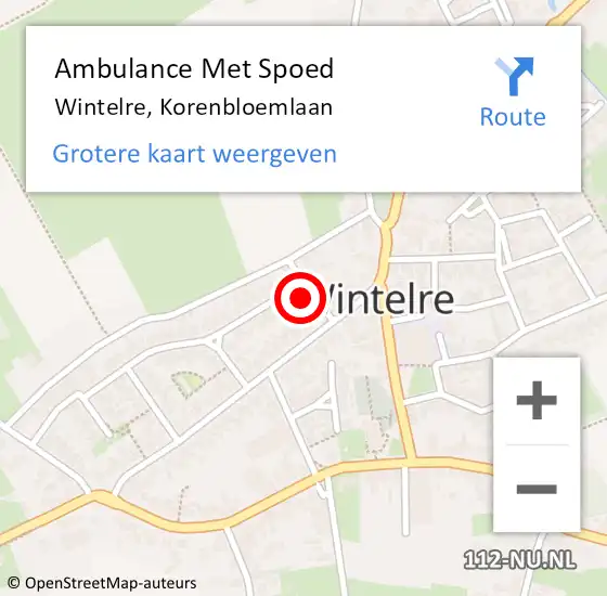 Locatie op kaart van de 112 melding: Ambulance Met Spoed Naar Wintelre, Korenbloemlaan op 14 maart 2018 20:09