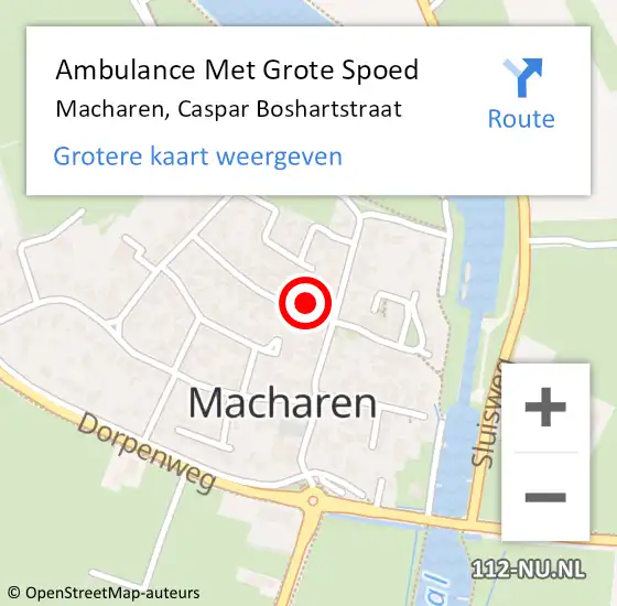 Locatie op kaart van de 112 melding: Ambulance Met Grote Spoed Naar Macharen, Caspar Boshartstraat op 14 maart 2018 20:43