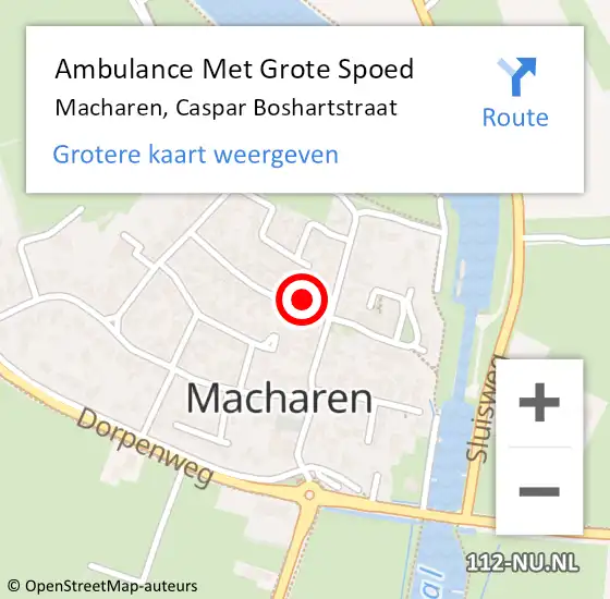 Locatie op kaart van de 112 melding: Ambulance Met Grote Spoed Naar Macharen, Caspar Boshartstraat op 14 maart 2018 20:46