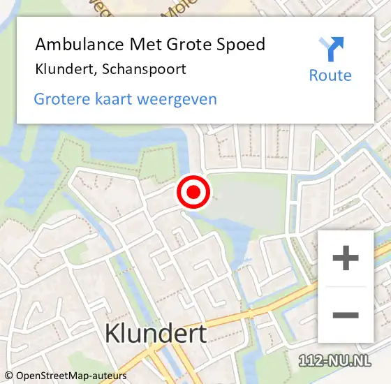 Locatie op kaart van de 112 melding: Ambulance Met Grote Spoed Naar Klundert, Schanspoort op 14 maart 2018 20:51