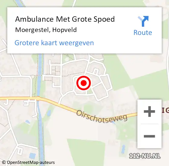 Locatie op kaart van de 112 melding: Ambulance Met Grote Spoed Naar Moergestel, Hopveld op 14 maart 2018 22:48