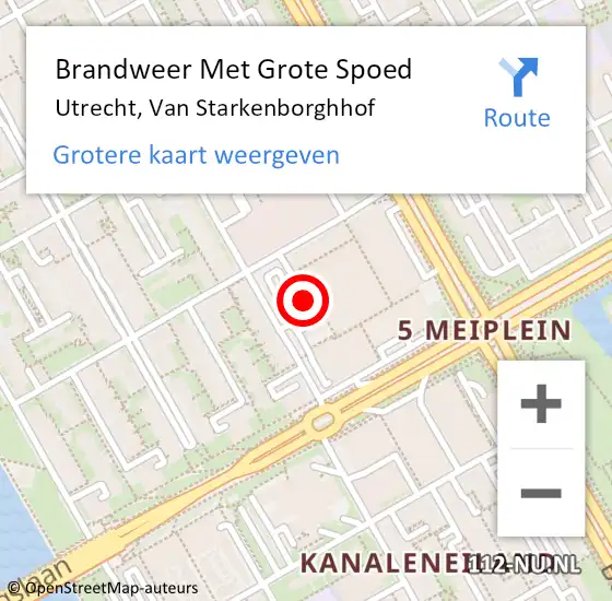 Locatie op kaart van de 112 melding: Brandweer Met Grote Spoed Naar Utrecht, Van Starkenborghhof op 14 maart 2018 23:55