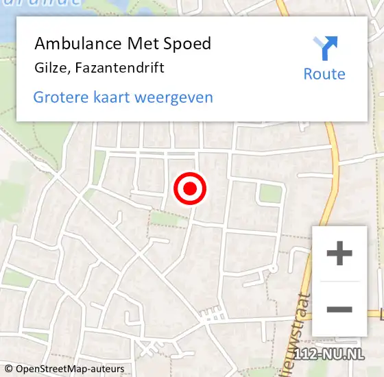 Locatie op kaart van de 112 melding: Ambulance Met Spoed Naar Gilze, Fazantendrift op 15 maart 2018 01:15