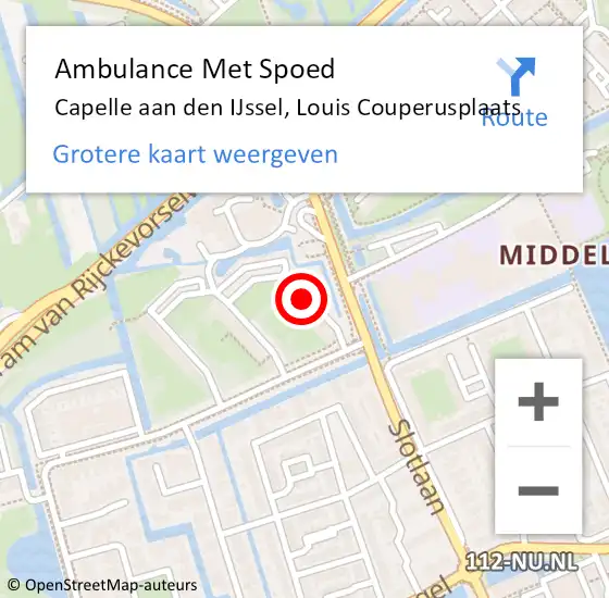 Locatie op kaart van de 112 melding: Ambulance Met Spoed Naar Capelle aan den IJssel, Louis Couperusplaats op 15 maart 2018 01:40