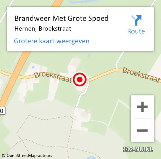 Locatie op kaart van de 112 melding: Brandweer Met Grote Spoed Naar Hernen, Broekstraat op 15 maart 2018 02:30