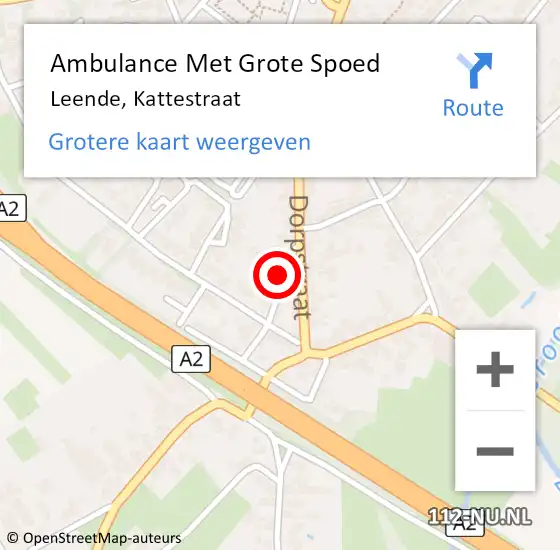 Locatie op kaart van de 112 melding: Ambulance Met Grote Spoed Naar Leende, Kattestraat op 15 maart 2018 04:20