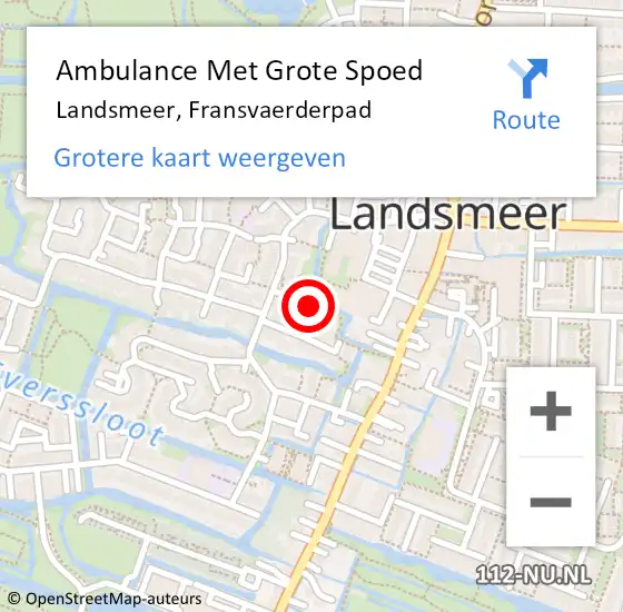 Locatie op kaart van de 112 melding: Ambulance Met Grote Spoed Naar Landsmeer, Fransvaerderpad op 15 maart 2018 11:24