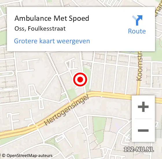 Locatie op kaart van de 112 melding: Ambulance Met Spoed Naar Oss, Foulkesstraat op 15 maart 2018 11:44