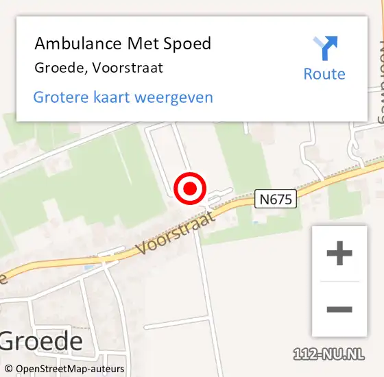 Locatie op kaart van de 112 melding: Ambulance Met Spoed Naar Groede, Voorstraat op 15 maart 2018 11:50