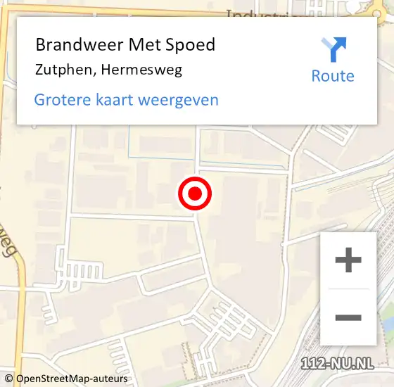 Locatie op kaart van de 112 melding: Brandweer Met Spoed Naar Zutphen, Hermesweg op 15 maart 2018 12:46