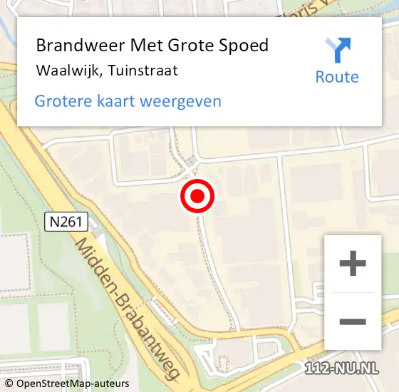 Locatie op kaart van de 112 melding: Brandweer Met Grote Spoed Naar Waalwijk, Tuinstraat op 15 maart 2018 12:49