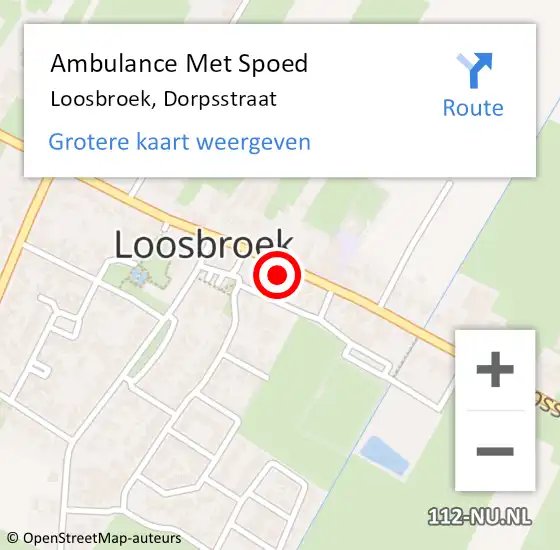 Locatie op kaart van de 112 melding: Ambulance Met Spoed Naar Loosbroek, Dorpsstraat op 15 maart 2018 12:58