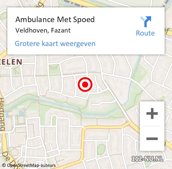 Locatie op kaart van de 112 melding: Ambulance Met Spoed Naar Veldhoven, Fazant op 15 maart 2018 13:09