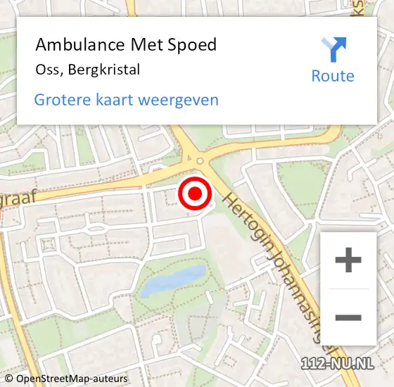 Locatie op kaart van de 112 melding: Ambulance Met Spoed Naar Oss, Bergkristal op 19 februari 2014 09:46