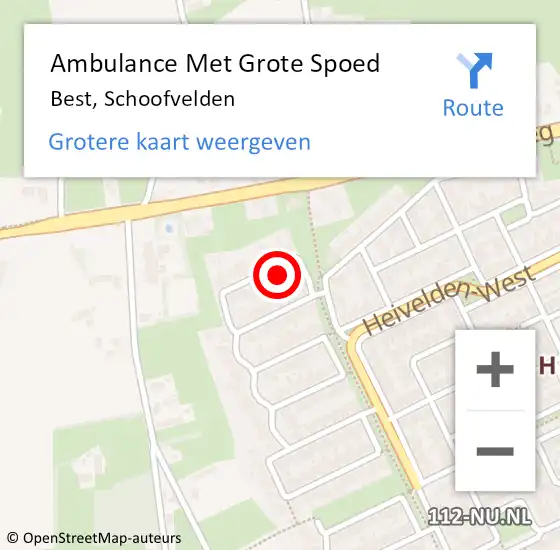 Locatie op kaart van de 112 melding: Ambulance Met Grote Spoed Naar Best, Schoofvelden op 15 maart 2018 13:50