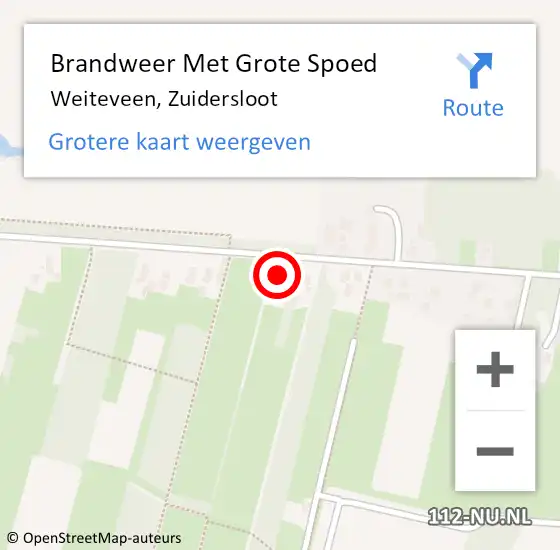 Locatie op kaart van de 112 melding: Brandweer Met Grote Spoed Naar Weiteveen, Zuidersloot op 15 maart 2018 13:52