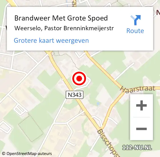 Locatie op kaart van de 112 melding: Brandweer Met Grote Spoed Naar Weerselo, Pastor Brenninkmeijerstr op 15 maart 2018 14:14
