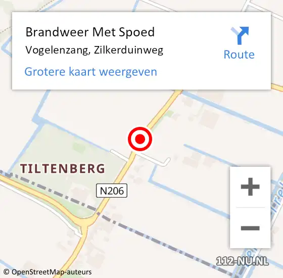 Locatie op kaart van de 112 melding: Brandweer Met Spoed Naar Vogelenzang, Zilkerduinweg op 15 maart 2018 14:19