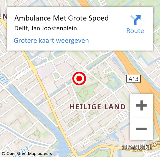 Locatie op kaart van de 112 melding: Ambulance Met Grote Spoed Naar Delft, Jan Joostenplein op 15 maart 2018 14:59